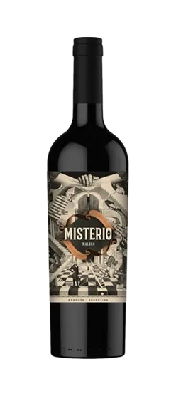 Bottle of Misterio Malbec, Argentine red from Mendoza.