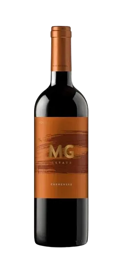 Bottle of Montgras de Vine Carmenere, Chilean red from Central Valley.